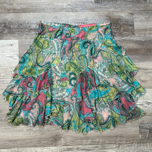 Kimchi Blue Paisley Chiffon Ruffle Mini Skirt Size M Y2K Coquette - Picture 3 of 5